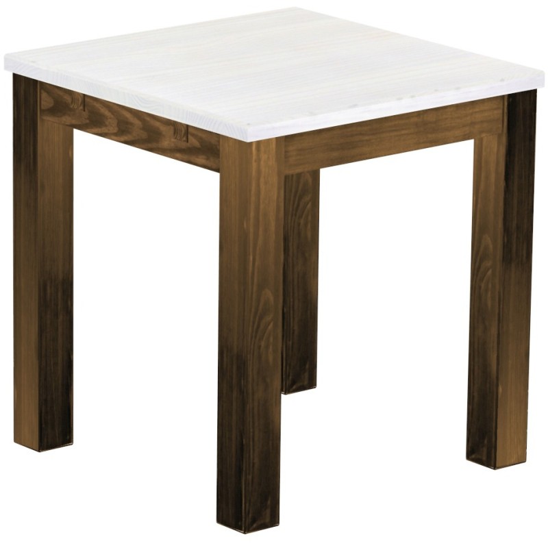 Esstisch 73x73 Rio Classico Eiche Platte weiss massiver Pinien Holztisch - vorgerichtet für Ansteckplatten - Tisch ausziehbar