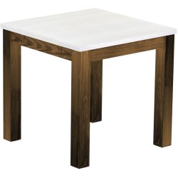 Esstisch 80x80 Rio Classico Eiche Platte weiss massiver Pinien Holztisch - vorgerichtet für Ansteckplatten - Tisch ausziehbar