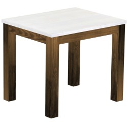 Esstisch 90x73 Rio Classico Eiche Platte weiss massiver Pinien Holztisch - vorgerichtet für Ansteckplatten - Tisch ausziehbar