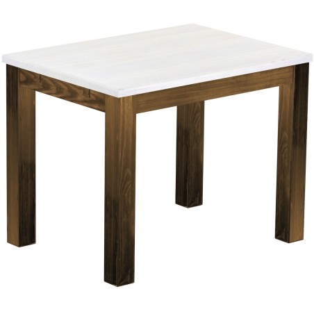 Esstisch 100x73 Rio Classico Eiche Platte weiss massiver Pinien Holztisch - vorgerichtet für Ansteckplatten - Tisch ausziehbar