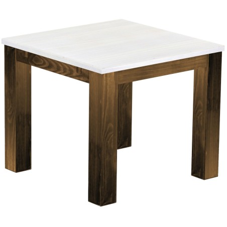 Esstisch 90x90 Rio Classico Eiche Platte weiss massiver Pinien Holztisch - vorgerichtet für Ansteckplatten - Tisch ausziehbar