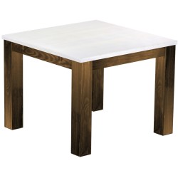 Esstisch 100x100 Rio Classico Eiche Platte weiss massiver Pinien Holztisch - vorgerichtet für Ansteckplatten - Tisch ausziehbar