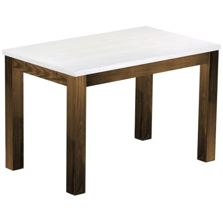Esstisch 120x73 Rio Classico Eiche Platte weiss massiver Pinien Holztisch - vorgerichtet für Ansteckplatten - Tisch ausziehbar
