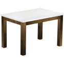 Esstisch 120x80 Rio Classico Eiche Platte weiss massiver Pinien Holztisch - vorgerichtet für Ansteckplatten - Tisch ausziehbar