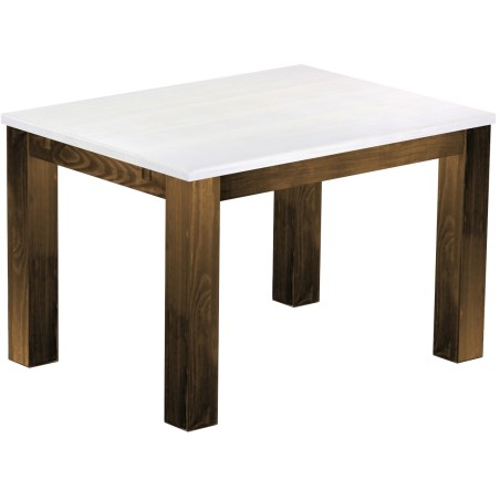 Esstisch 120x90 Rio Classico Eiche Platte weiss massiver Pinien Holztisch - vorgerichtet für Ansteckplatten - Tisch ausziehbar