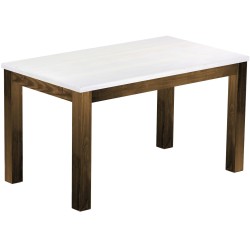 Esstisch 140x80 Rio Classico Eiche Platte weiss massiver Pinien Holztisch - vorgerichtet für Ansteckplatten - Tisch ausziehbar