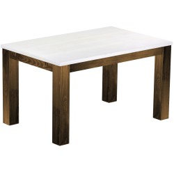 Esstisch 140x90 Rio Classico Eiche Platte weiss massiver Pinien Holztisch - vorgerichtet für Ansteckplatten - Tisch ausziehbar