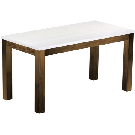 Esstisch 150x73 Rio Classico Eiche Platte weiss massiver Pinien Holztisch - vorgerichtet für Ansteckplatten - Tisch ausziehbar