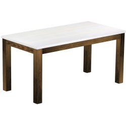 Esstisch 160x80 Rio Classico Eiche Platte weiss massiver Pinien Holztisch - vorgerichtet für Ansteckplatten - Tisch ausziehbar