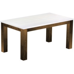 Esstisch 160x90 Rio Classico Eiche Platte weiss massiver Pinien Holztisch - vorgerichtet für Ansteckplatten - Tisch ausziehbar