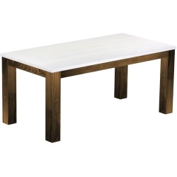 Esstisch 180x90 Rio Classico Eiche Platte weiss massiver Pinien Holztisch - vorgerichtet für Ansteckplatten - Tisch ausziehbar