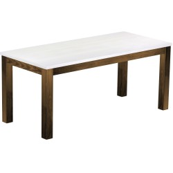 Esstisch 180x80 Rio Classico Eiche Platte weiss massiver Pinien Holztisch - vorgerichtet für Ansteckplatten - Tisch ausziehbar