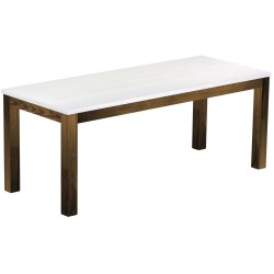 Esstisch 200x80 Rio Classico Eiche Platte weiss massiver Pinien Holztisch - vorgerichtet für Ansteckplatten - Tisch ausziehbar