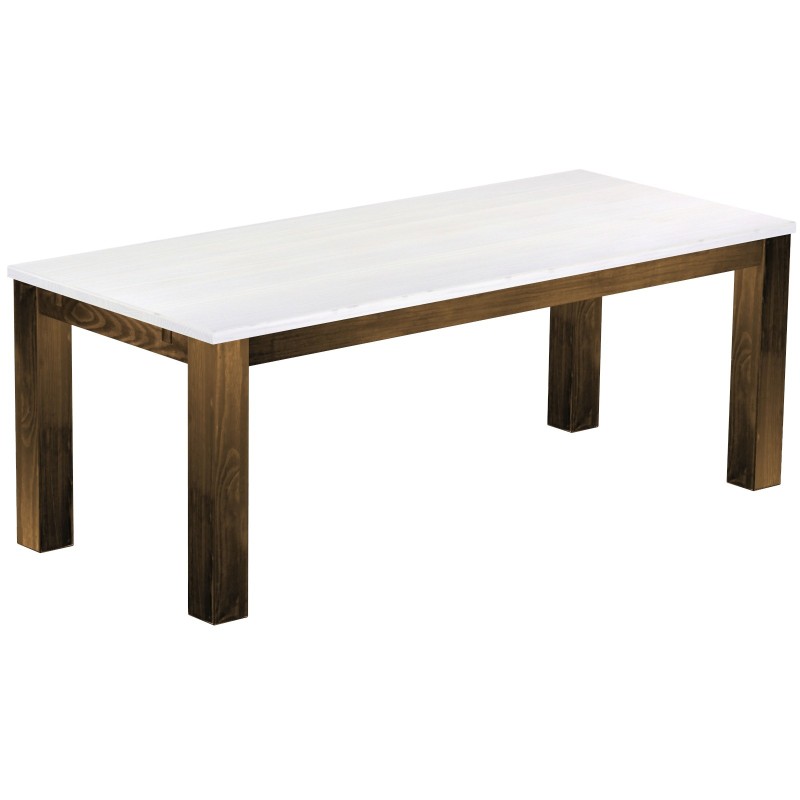 Esstisch 208x90 Rio Classico Eiche Platte weiss massiver Pinien Holztisch - vorgerichtet für Ansteckplatten - Tisch ausziehbar