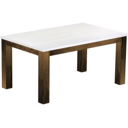 Esstisch 160x100 Rio Classico Eiche Platte weiss massiver Pinien Holztisch - vorgerichtet für Ansteckplatten - Tisch ausziehbar