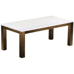 Esstisch 200x100 Rio Classico Eiche Platte weiss massiver Pinien Holztisch - vorgerichtet für Ansteckplatten - Tisch ausziehbar