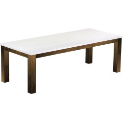 Esstisch 240x100 Rio Classico Eiche Platte weiss massiver Pinien Holztisch - vorgerichtet für Ansteckplatten - Tisch ausziehbar