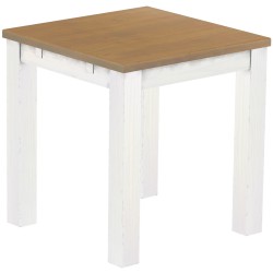 Esstisch 73x73 Rio Classico Eiche natur weiss massiver Pinien Holztisch - vorgerichtet für Ansteckplatten - Tisch ausziehbar