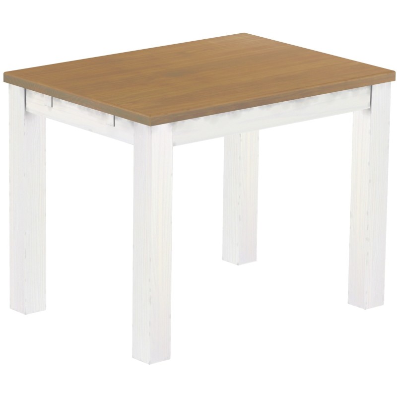 Esstisch 100x73 Rio Classico Eiche natur weiss massiver Pinien Holztisch - vorgerichtet für Ansteckplatten - Tisch ausziehbar