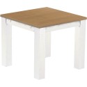 Esstisch 90x90 Rio Classico Eiche natur weiss massiver Pinien Holztisch - vorgerichtet für Ansteckplatten - Tisch ausziehbar