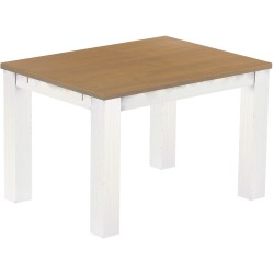 Esstisch 120x90 Rio Classico Eiche natur weiss massiver Pinien Holztisch - vorgerichtet für Ansteckplatten - Tisch ausziehbar