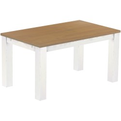 Esstisch 150x90 Rio Classico Eiche natur weiss massiver Pinien Holztisch - vorgerichtet für Ansteckplatten - Tisch ausziehbar