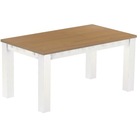 Esstisch 160x90 Rio Classico Eiche natur weiss massiver Pinien Holztisch - vorgerichtet für Ansteckplatten - Tisch ausziehbar