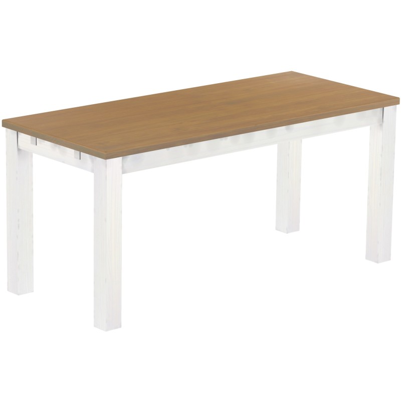Esstisch 170x73 Rio Classico Eiche natur weiss massiver Pinien Holztisch - vorgerichtet für Ansteckplatten - Tisch ausziehbar