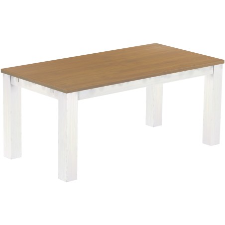 Esstisch 180x90 Rio Classico Eiche natur weiss massiver Pinien Holztisch - vorgerichtet für Ansteckplatten - Tisch ausziehbar