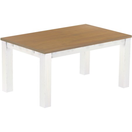 Esstisch 160x100 Rio Classico Eiche natur weiss massiver Pinien Holztisch - vorgerichtet für Ansteckplatten - Tisch ausziehbar