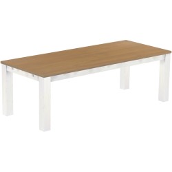 Esstisch 240x100 Rio Classico Eiche natur weiss massiver Pinien Holztisch - vorgerichtet für Ansteckplatten - Tisch ausziehbar