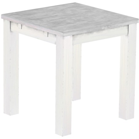Esstisch 73x73 Rio Classico Beton Weiss massiver Pinien Holztisch - vorgerichtet für Ansteckplatten - Tisch ausziehbar