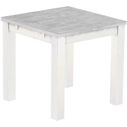 Esstisch 80x80 Rio Classico Beton Weiss massiver Pinien Holztisch - vorgerichtet für Ansteckplatten - Tisch ausziehbar