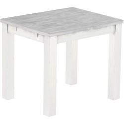 Esstisch 90x73 Rio Classico Beton Weiss massiver Pinien Holztisch - vorgerichtet für Ansteckplatten - Tisch ausziehbar