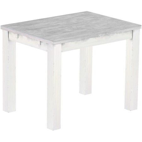 Esstisch 100x73 Rio Classico Beton Weiss massiver Pinien Holztisch - vorgerichtet für Ansteckplatten - Tisch ausziehbar