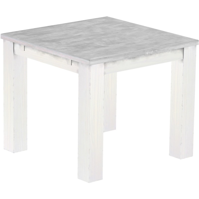 Esstisch 90x90 Rio Classico Beton Weiss massiver Pinien Holztisch - vorgerichtet für Ansteckplatten - Tisch ausziehbar