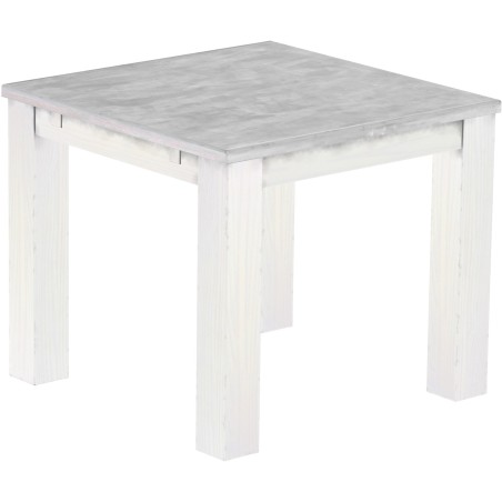 Esstisch 90x90 Rio Classico Beton Weiss massiver Pinien Holztisch - vorgerichtet für Ansteckplatten - Tisch ausziehbar