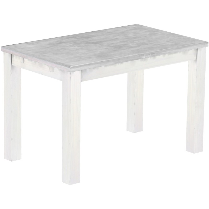 Esstisch 120x73 Rio Classico Beton Weiss massiver Pinien Holztisch - vorgerichtet für Ansteckplatten - Tisch ausziehbar