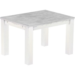 Esstisch 120x90 Rio Classico Beton Weiss massiver Pinien Holztisch - vorgerichtet für Ansteckplatten - Tisch ausziehbar