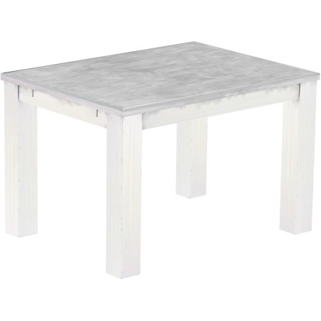 Esstisch 120x90 Rio Classico Beton Weiss massiver Pinien Holztisch - vorgerichtet für Ansteckplatten - Tisch ausziehbar