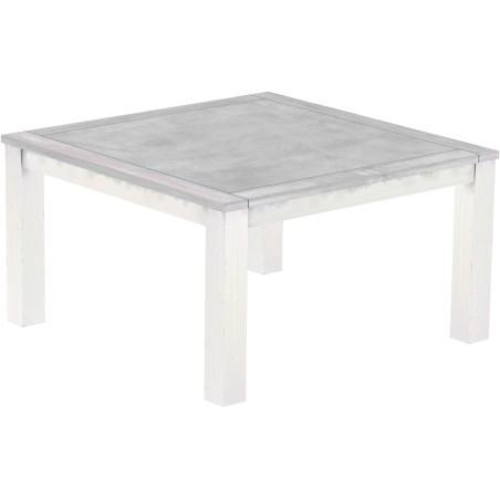 Esstisch 140x140 Rio Classico Beton Weiss massiver Pinien Holztisch - Tischplatte mit Sperrholzeinlage