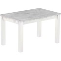 Esstisch 130x80 Rio Classico Beton Weiss massiver Pinien Holztisch - vorgerichtet für Ansteckplatten - Tisch ausziehbar