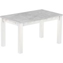 Esstisch 140x80 Rio Classico Beton Weiss massiver Pinien Holztisch - vorgerichtet für Ansteckplatten - Tisch ausziehbar
