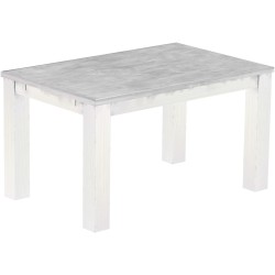 Esstisch 140x90 Rio Classico Beton Weiss massiver Pinien Holztisch - vorgerichtet für Ansteckplatten - Tisch ausziehbar