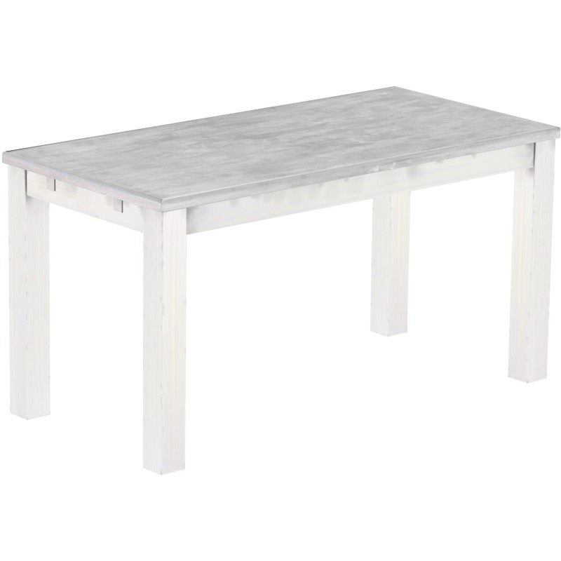 Esstisch 150x73 Rio Classico Beton Weiss massiver Pinien Holztisch - vorgerichtet für Ansteckplatten - Tisch ausziehbar