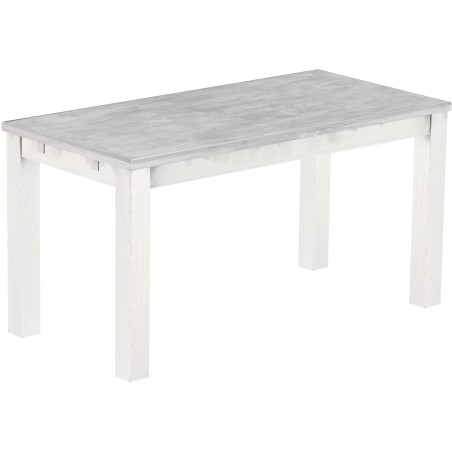 Esstisch 150x73 Rio Classico Beton Weiss massiver Pinien Holztisch - vorgerichtet für Ansteckplatten - Tisch ausziehbar