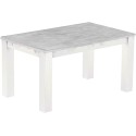 Esstisch 150x90 Rio Classico Beton Weiss massiver Pinien Holztisch - vorgerichtet für Ansteckplatten - Tisch ausziehbar