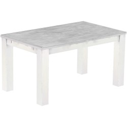Esstisch 150x90 Rio Classico Beton Weiss massiver Pinien Holztisch - vorgerichtet für Ansteckplatten - Tisch ausziehbar