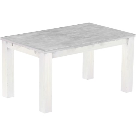 Esstisch 150x90 Rio Classico Beton Weiss massiver Pinien Holztisch - vorgerichtet für Ansteckplatten - Tisch ausziehbar