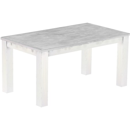 Esstisch 160x90 Rio Classico Beton Weiss massiver Pinien Holztisch - vorgerichtet für Ansteckplatten - Tisch ausziehbar